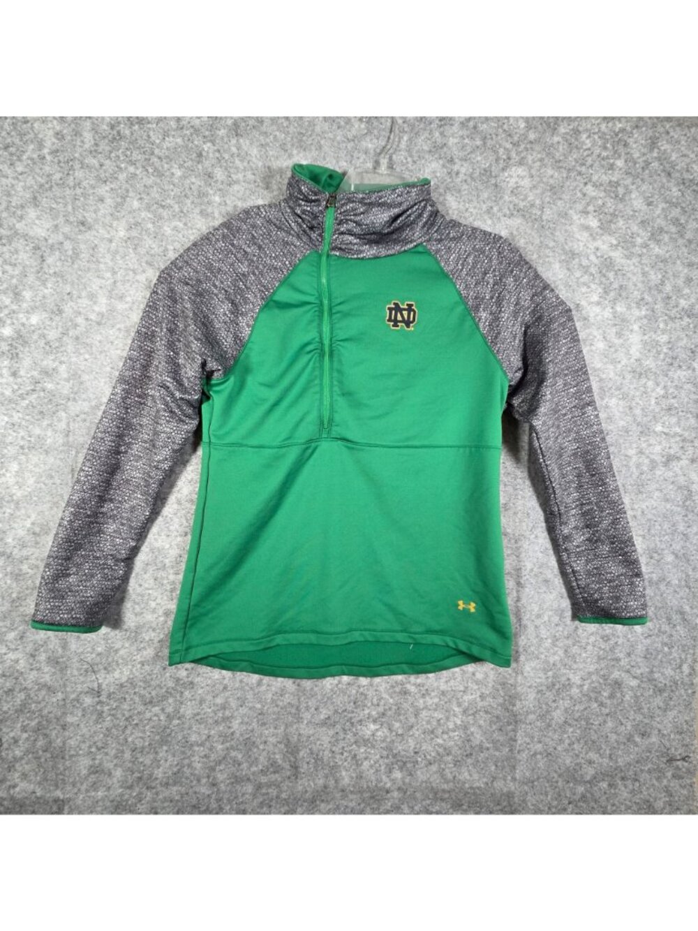 Under Armour Notre Dame Fighting Irish 1/4 Zip Pullover Green Size L - Picture 2 of 9